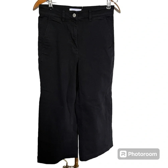 EVERLANE ~ Black Wide Leg High Rise Cropped Jeans - Picture 1 of 7